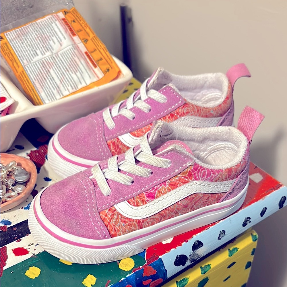 Toddler elastic Vans Pink Old Skool Sneakers Low-Top Classic